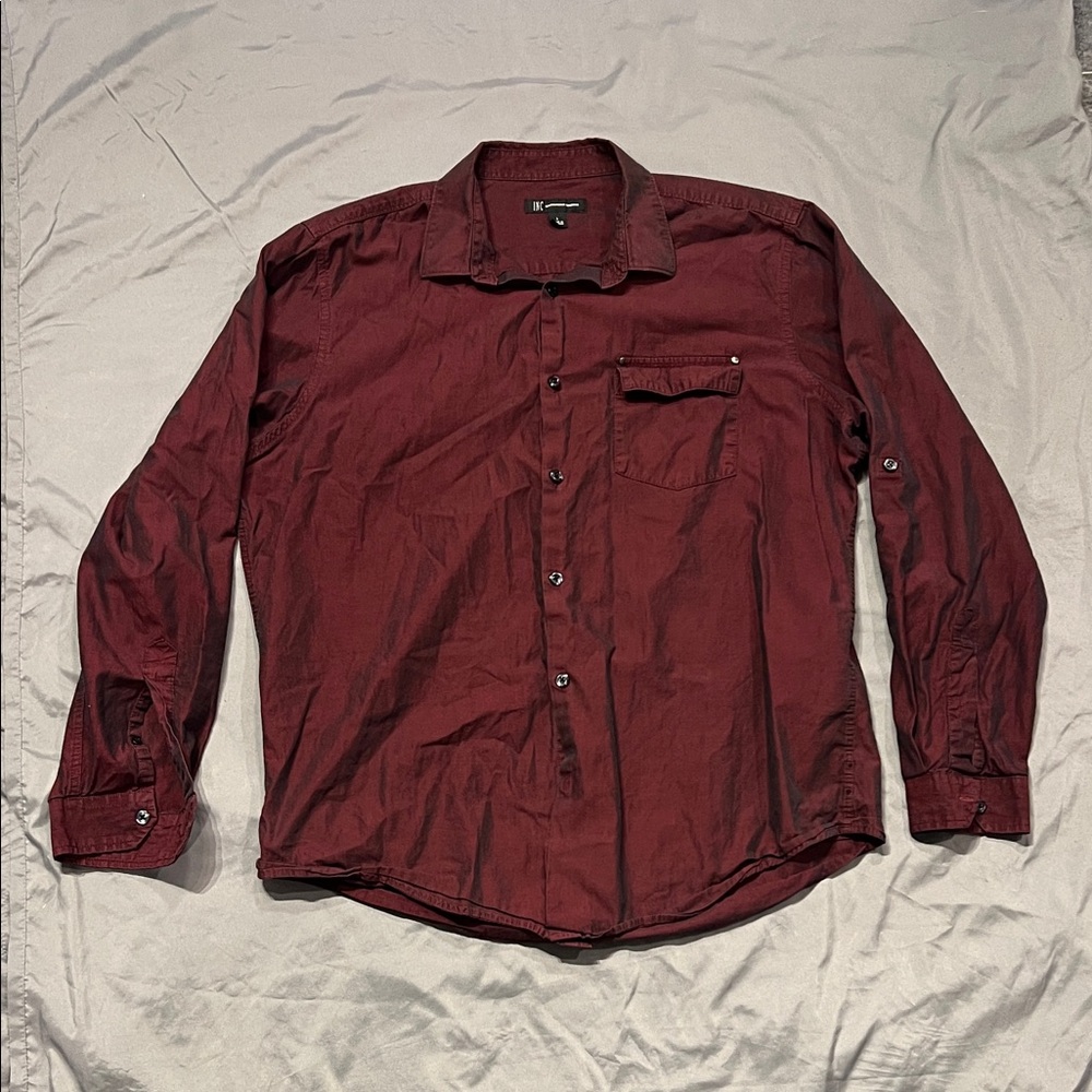 INC International Concepts Men's Burgundy Button-Down Shirt
